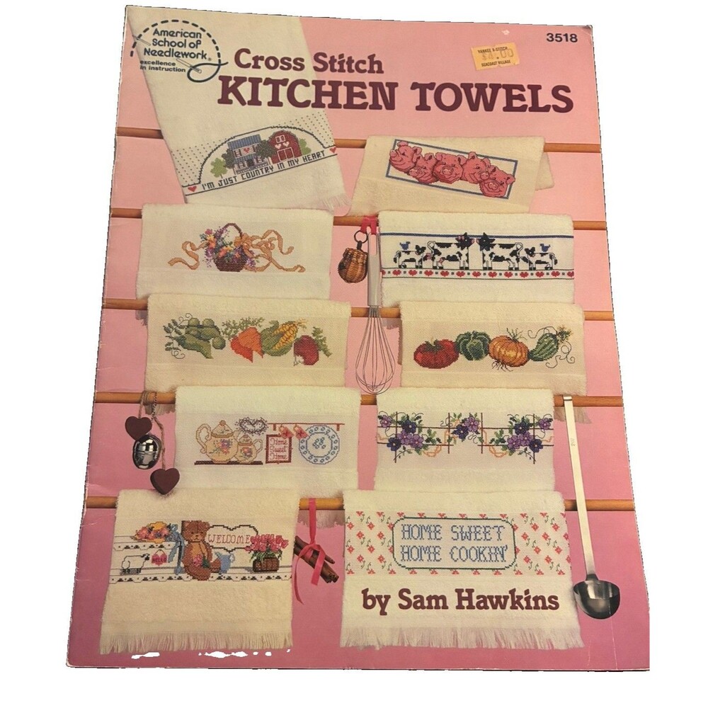 Vintage 1988 American School of Needlework "Kitchen Towels" Cross Stitch Book